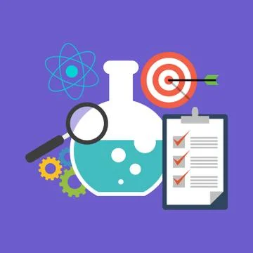 Research concept. Flat design stylish. Isolated on color background Stock Illustration
