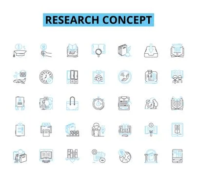 Research concept linear icons set. Experimentation, Methodology, Hypothesis Illustrazione stock