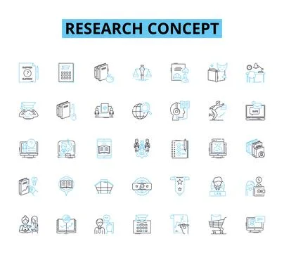 Research concept linear icons set. Experimentation, Methodology, Hypothesis Stock Illustration