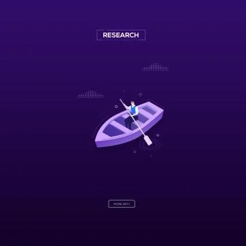 Research concept - modern isometric vector web banner Stock Illustration