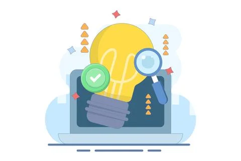 Research concept. seeking ideas, solutions, inspiration. Stock Illustration