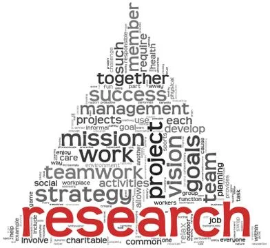 Research concept in word tag cloud Stock Illustration