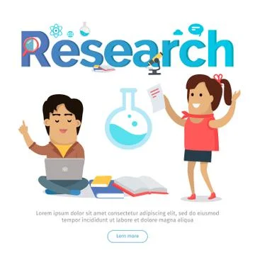 Research Conceptual Vector Banner in Flat Design 스톡 일러스트