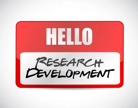 Research development name tag sign concept Stockillustratie