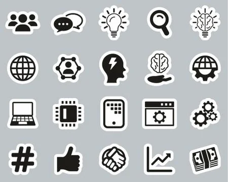 Research &amp; Development Process Icons Black &amp; White Sticker Set Big イラスト素材