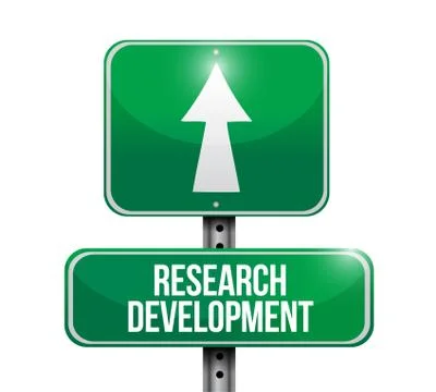 Research development road sign concept Illustrazione stock