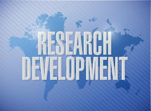 Research development world map sign concept Stock Illustration