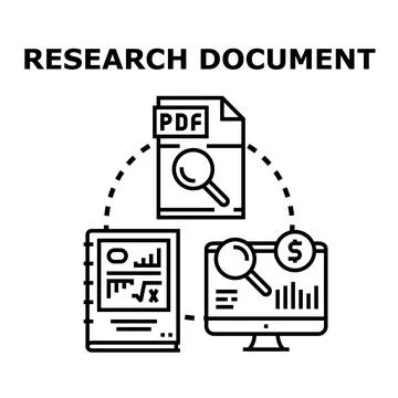 Research document analysis and data study concept Stock Illustration