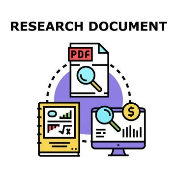 Research document analysis and data study concept Stock Illustration
