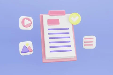 Research document concept. Searching image and video files in database. Docum Stock Illustration