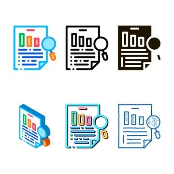 Research document icon vector multipack outline Stock Illustration