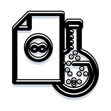 Research document with infinity symbol and scientific flask Illustrazione stock