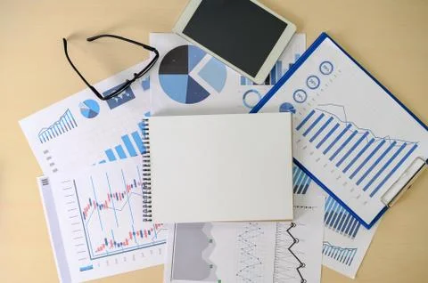 Research documents with analytics data Brainstorm Meeting Businessman financi Stock Photos