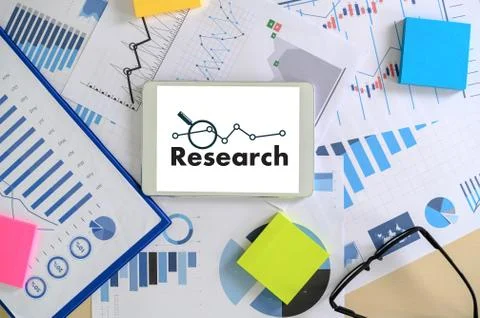 Research documents with analytics data Brainstorm Meeting Businessman financi Stock Photos