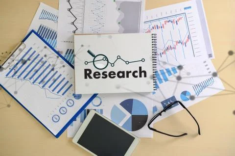Research documents with analytics data Brainstorm Meeting Businessman financi Stock Photos