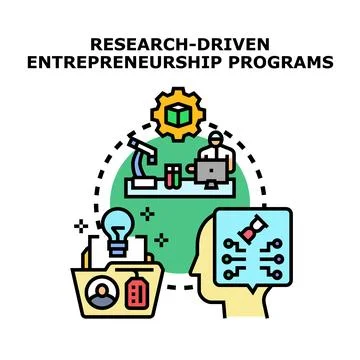 Research driven entrepreneurship programs developing new business ideas 库存插图