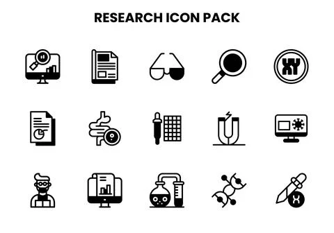 Research DuoTone Bundle Icons Pack Stock Illustration