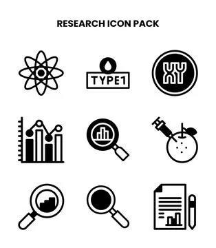 Research DuoTone Design Icons Pack Stock Illustration