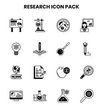 Research DuoTone Graphics Icons Pack Stock Illustration
