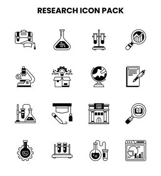 Research DuoTone Icons Pack Stock Illustration