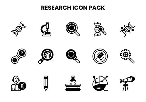 Research DuoTone Icons Pack Stock Illustration