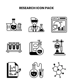 Research DuoTone Set Icons Pack 库存插图