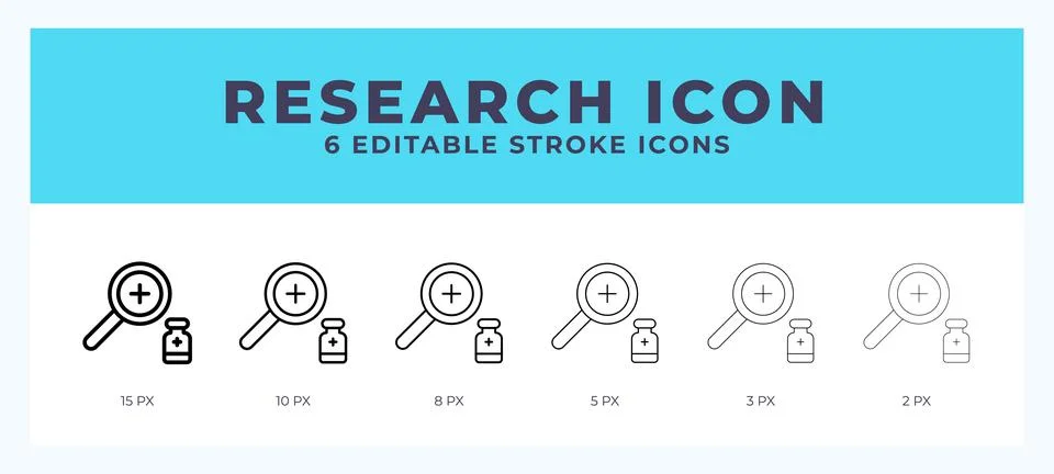 Research editable line icon. Vector illustration with different stroke. Stock Illustration