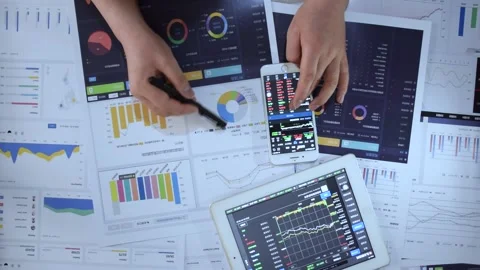 Research on financial data performance statement of stock analysts of securi Stock Footage 150930710
