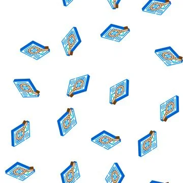 Research financial document isometric icon seamless pattern Ilustración de archivo