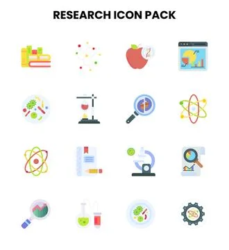 Research Flat Bundle Icons Pack Stock Illustration