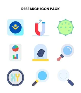 Research Flat Bundle Icons Pack Stock Illustration