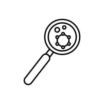 Research flat icon. Analysis pictogram for web. Line stroke. Isolated on whit Stock Illustration