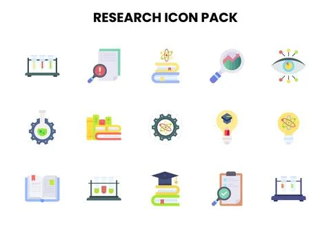 Research Flat Icons Pack Illustrazione stock