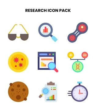 Research Flat Icons Pack Stock Illustration