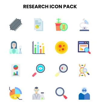 Research Flat UI Icons Pack Stock Illustration