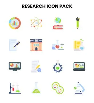 Research Flat Vector Icons Pack Stockillustratie