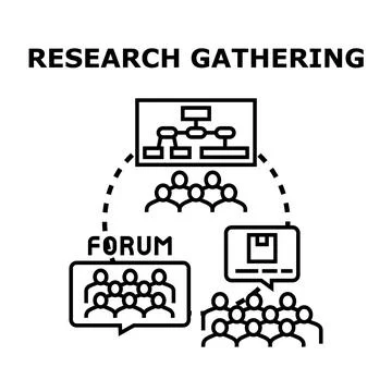 Research gathering collecting data and knowledge for forum Illustrazione stock