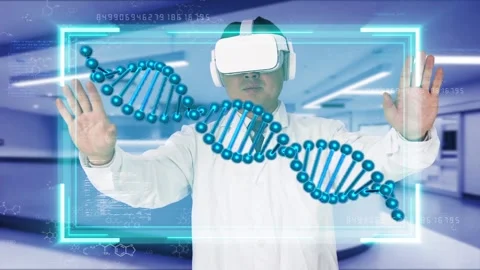 Research on gene molecular data of intelligent medical virtual screen Stock Footage 165667644