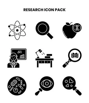 Research Glyph Bundle Icons Pack Stock Illustration