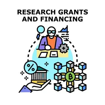 Research grants financing blockchain technology development concept Stock Illustration