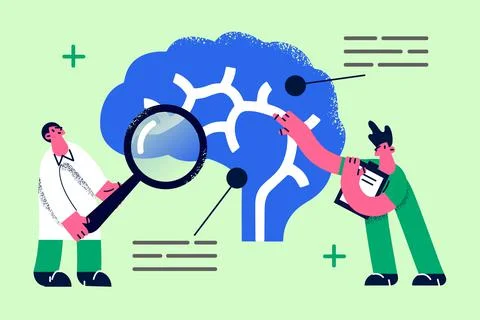 Research of human brain concept. Stock Illustration