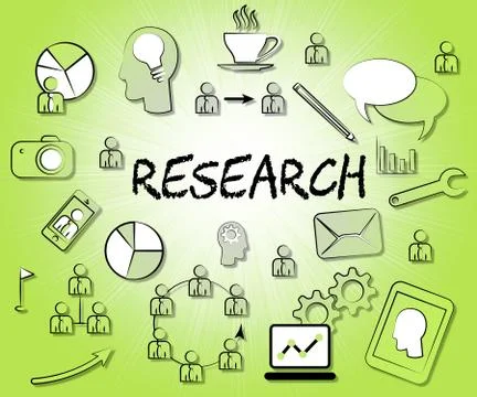 Research Icons Representing Gathering Data And Exploration Illustrazione stock
