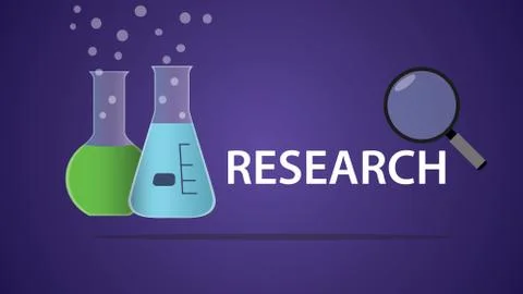 Research illustration with lab tools and magnifying glass Stock Illustration