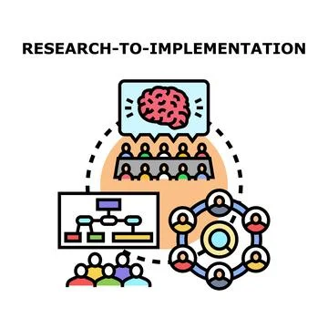 Research to implementation process transforming ideas into results Stock Illustration