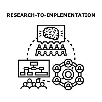Research to implementation process transforming ideas into results Stock Illustration