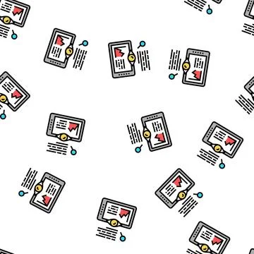 Research infographic on tablet screen vector seamless pattern Stock Illustration