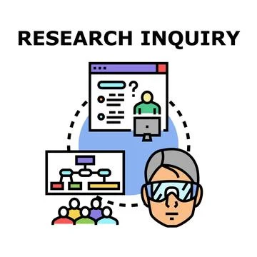 Research inquiry process with data analysis team Illustrazione stock