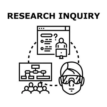 Research inquiry process with data analysis team Stock Illustration