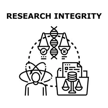 Research integrity concept with ethics and data evaluation Illustrazione stock