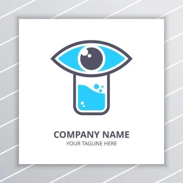 Research Lab Eye Logo Design Concept, laboratory bottle element Stock Illustration